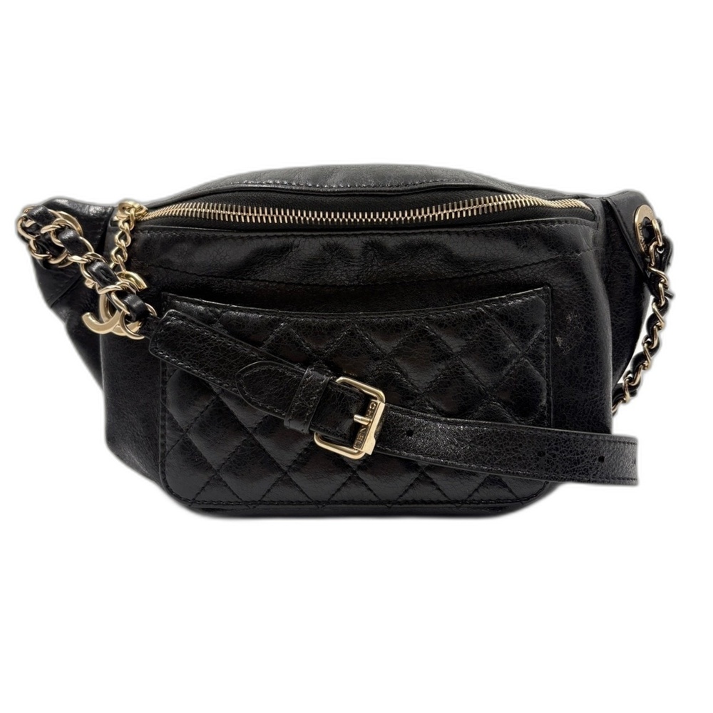 CHANEL Matelassé Body Bag, Black